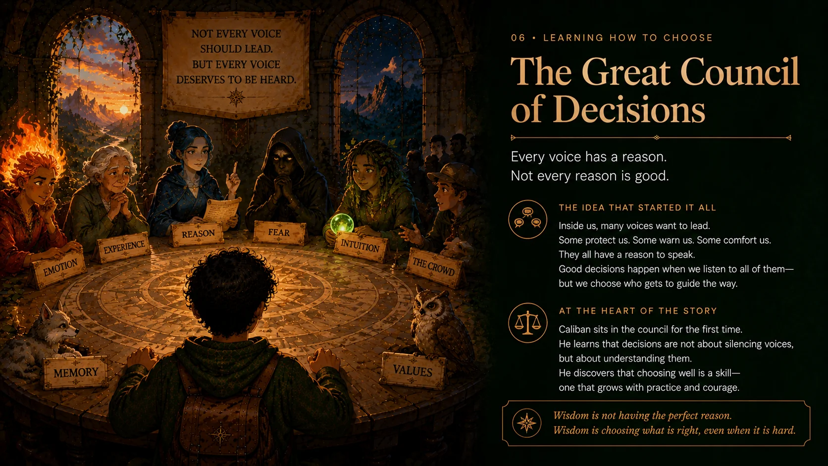 The Great Council of Decisions — Learning how to choose